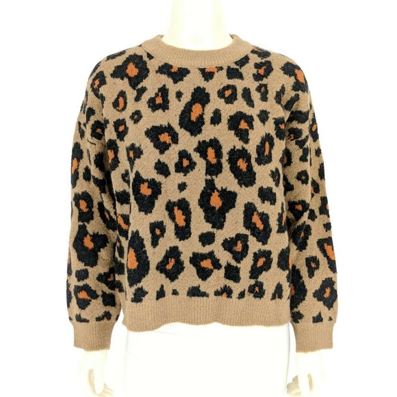 Astr Sweaters - ASTR the Label Tobin Intarsia Leopard Sweater Top